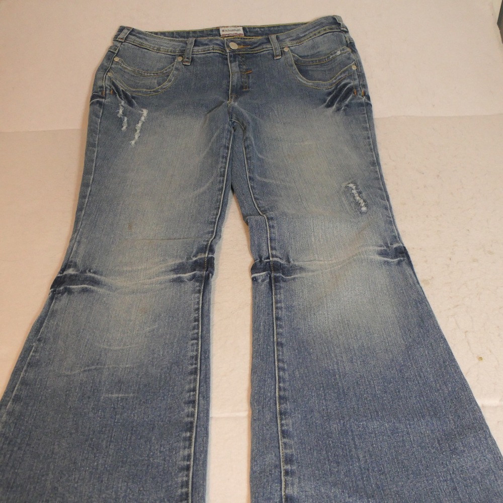 No Boundaries Juniors Flare Jeans 13 Blue Distressed Streetwear Grunge Retro Y2K